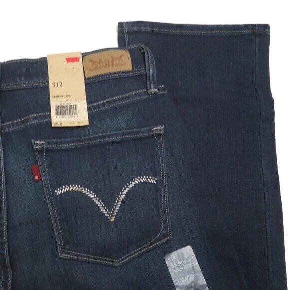 NEW Levis 512 Misses 10 / 30 Perfectly Slimming Skinny Blue Jeans NWT 10M - Picture 8 of 9